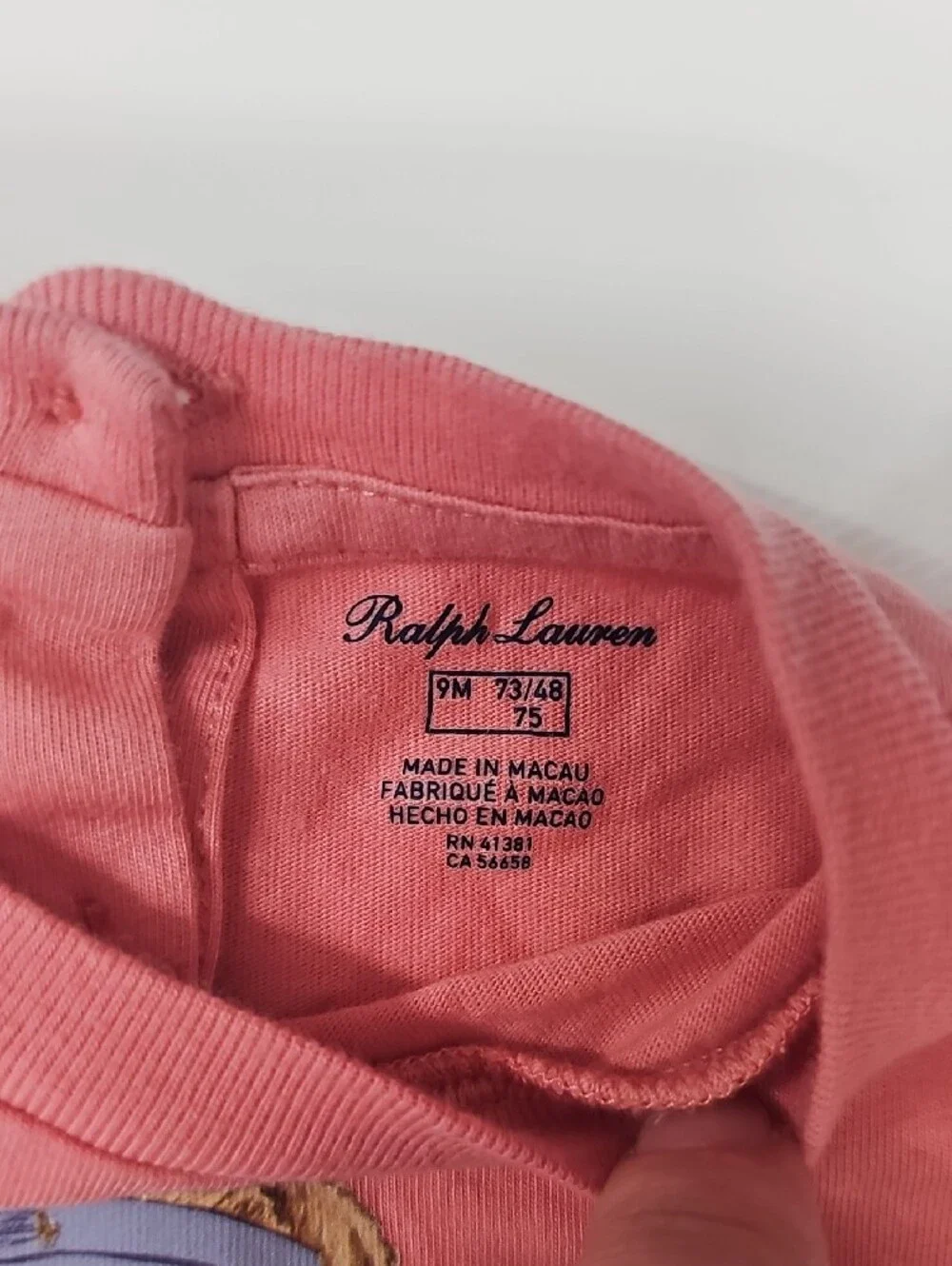 Ralph Lauren Pink Polo Bear Ruffle Hem Tee Size 9 Month